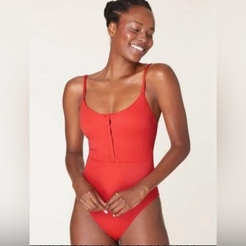 Andie The Snap One Piece - Eco Nylon - Chili Pepper